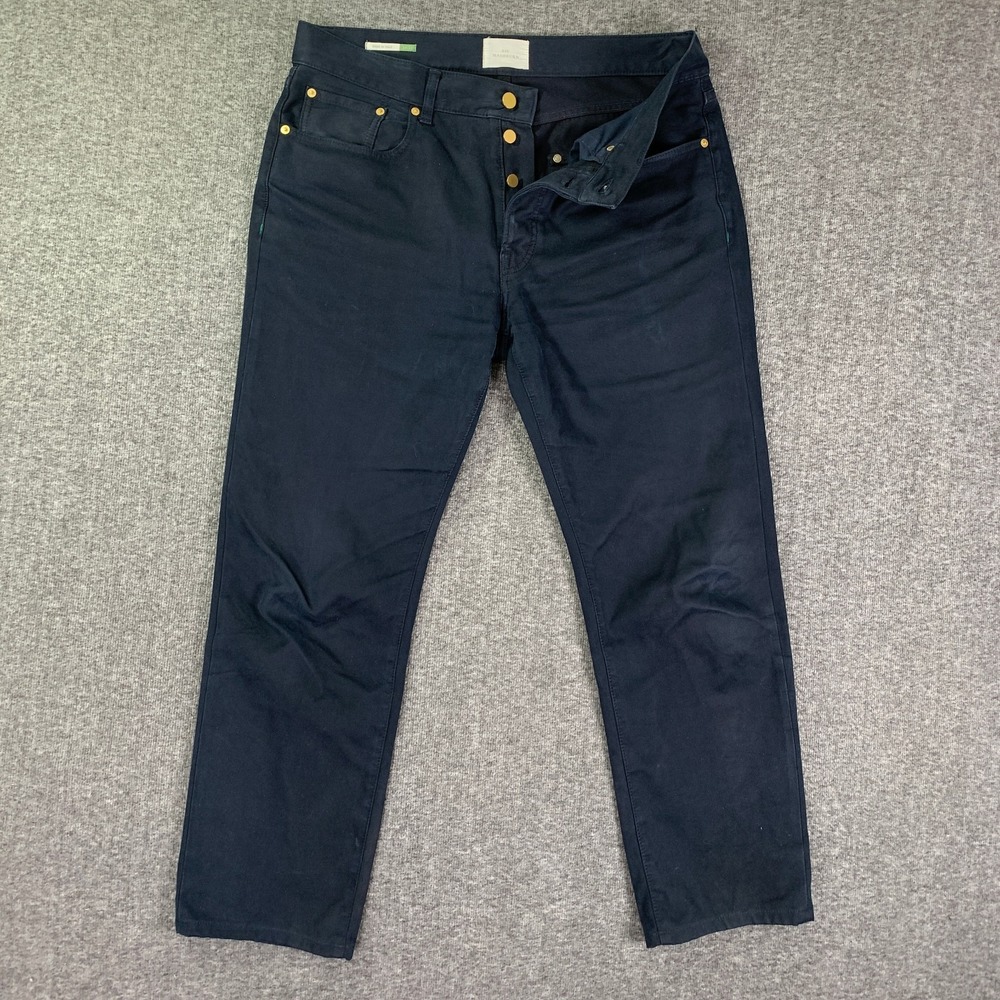 Sid Mashburn Pant Men 34x27 Slim Straight 5 Pocket Blue Italy Made Button Fly